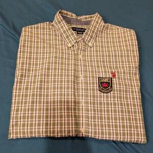 U.S. Polo Assn. Green Plaid Men's Shirt 2XL W Patch